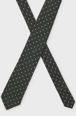 Silk tie with micro paisley pattern, Green Patterned