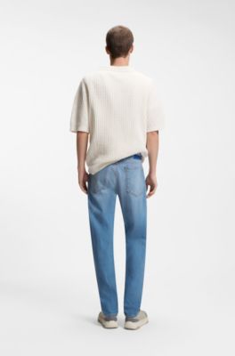 Slim fit jeans i lysebl&aring; denim, Lysebl&aring;