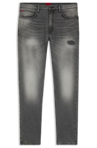 Extra-slim-fit jeans in distressed grey stretch denim, Grey