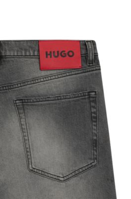 Extra-slim-fit jeans in distressed grey stretch denim, Grey