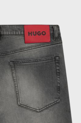 Extra-slim-fit jeans in distressed grey stretch denim, Grey