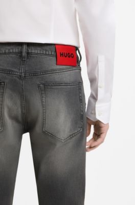 Extra-slim-fit jeans in distressed grey stretch denim, Grey