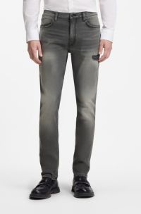 Jean Extra Slim Fit en denim stretch gris d&eacute;lav&eacute;, Gris