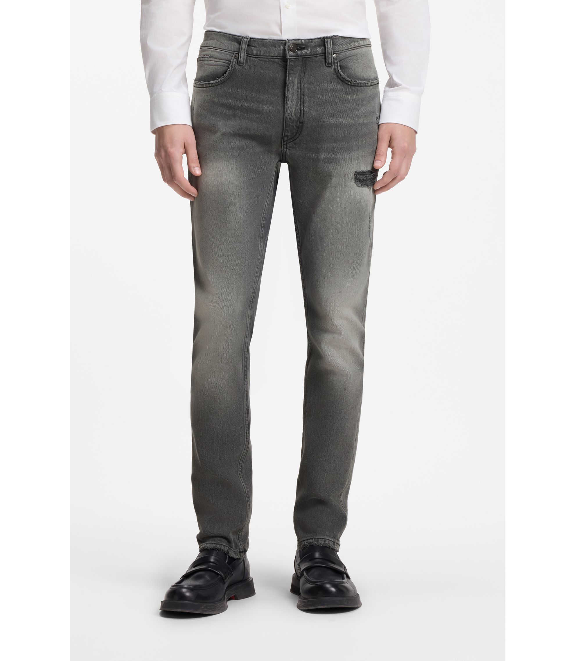 Extra Slim-Fit Jeans aus grauem, verwaschenem Stretch-Denim