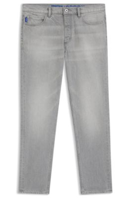 Tapered-fit jeans in grey denim, Grey