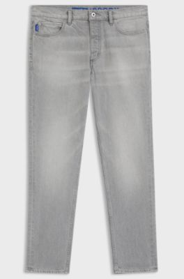 Jean fusel&eacute; en denim gris, Gris