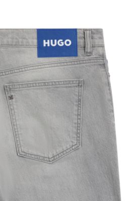 Tapered-fit jeans in grey denim, Grey