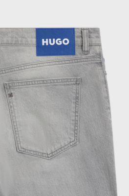 Tapered-fit jeans in grey denim, Grey