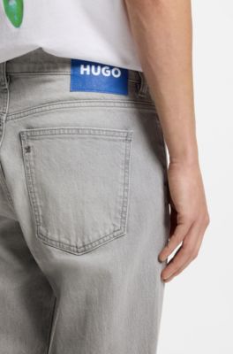 Tapered-fit jeans in grey denim, Grey