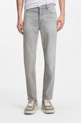 Tapered-fit jeans in grey denim, Grey