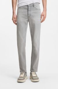 Jean fusel&eacute; en denim gris, Gris