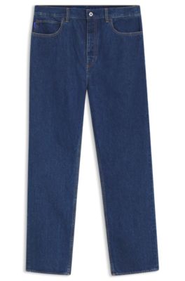 Baggy-fit jeans in vintage-blue denim, Dark Blue