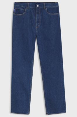 Baggy-fit jeans in vintage-blue denim, Dark Blue