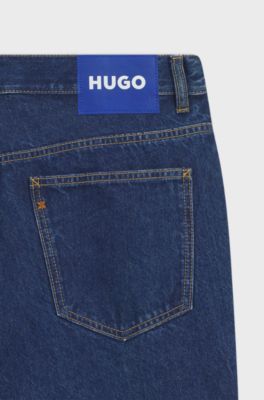 Baggy-fit jeans in vintage-blue denim, Dark Blue