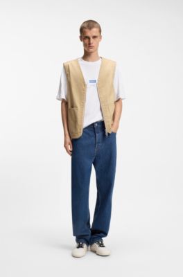 Baggy-fit jeans in vintage-blue denim, Dark Blue
