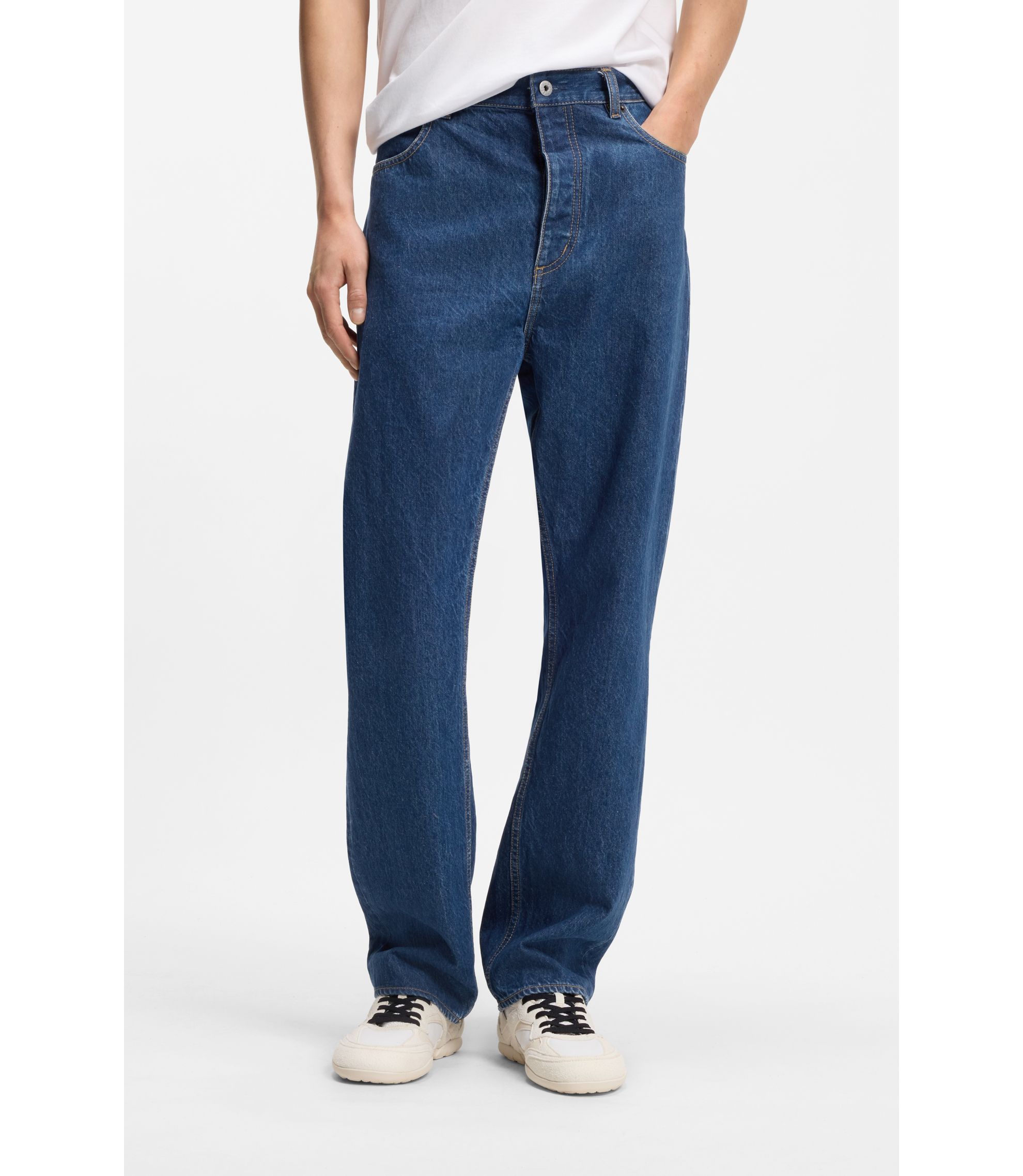 Baggy-Fit Jeans aus Vintage-blauem Denim