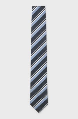 BOSS ONE Silk tie with diagonal stripes, Blue stripes