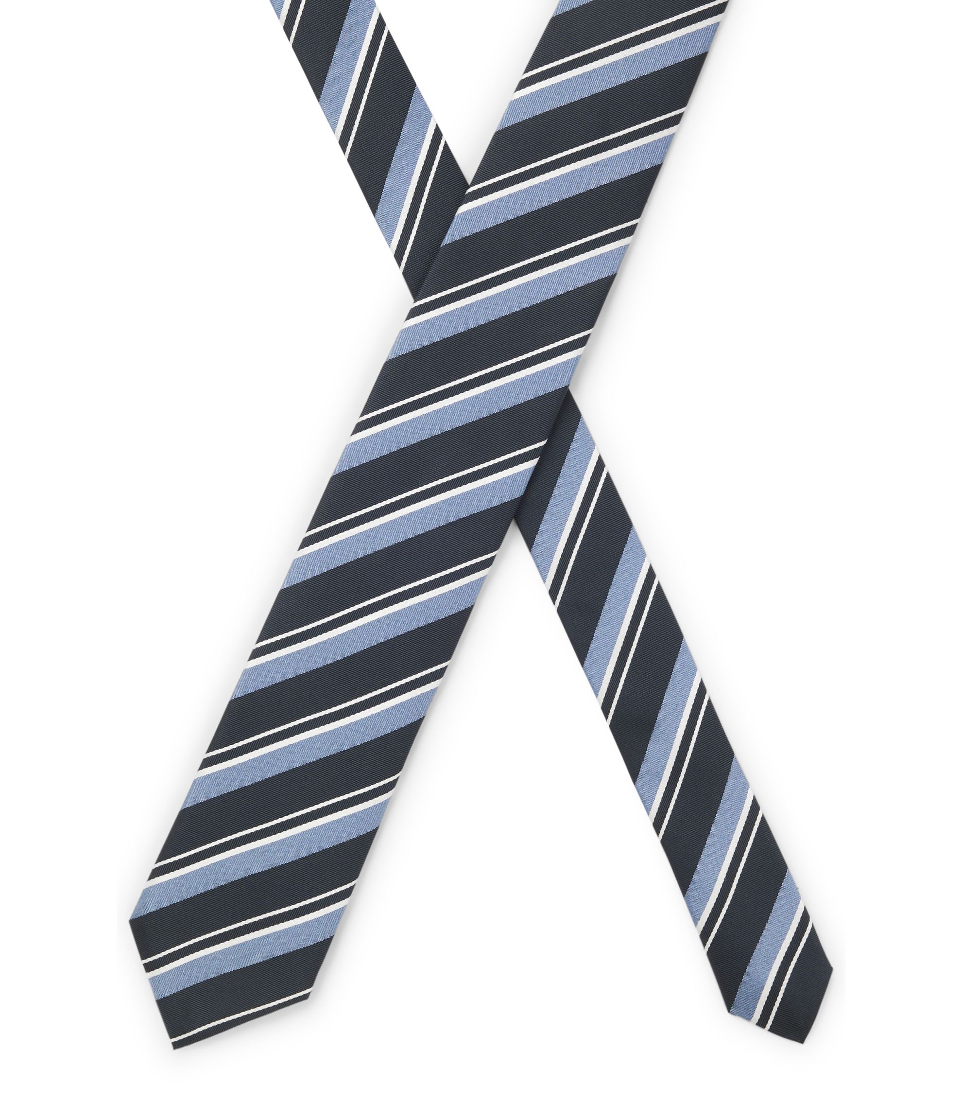 【新品未使用】HUGO BOSS ネクタイ H-TIE CM 7.5 253 BOSS - BOSS ONE シルク ネクタイ ダイアゴナルストライプ - 青の