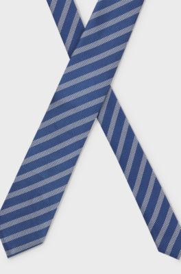 BOSS ONE Silk tie with diagonal stripes, Light Purple