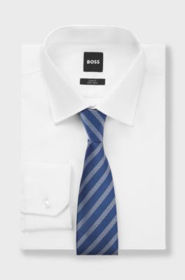 BOSS ONE Silk tie with diagonal stripes, Light Purple