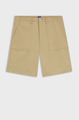 Shorts in mercerised cotton canvas, Beige