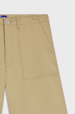 Shorts in mercerised cotton canvas, Beige
