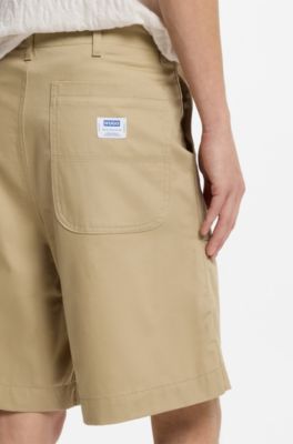 Shorts in mercerised cotton canvas, Beige
