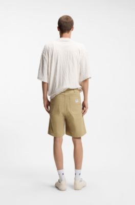 Shorts in mercerised cotton canvas, Beige