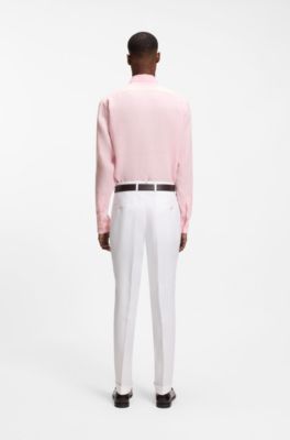 Regular-fit button-down shirt in linen, light pink