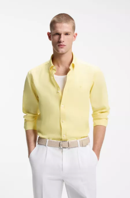 Regular-fit button-down shirt in linen