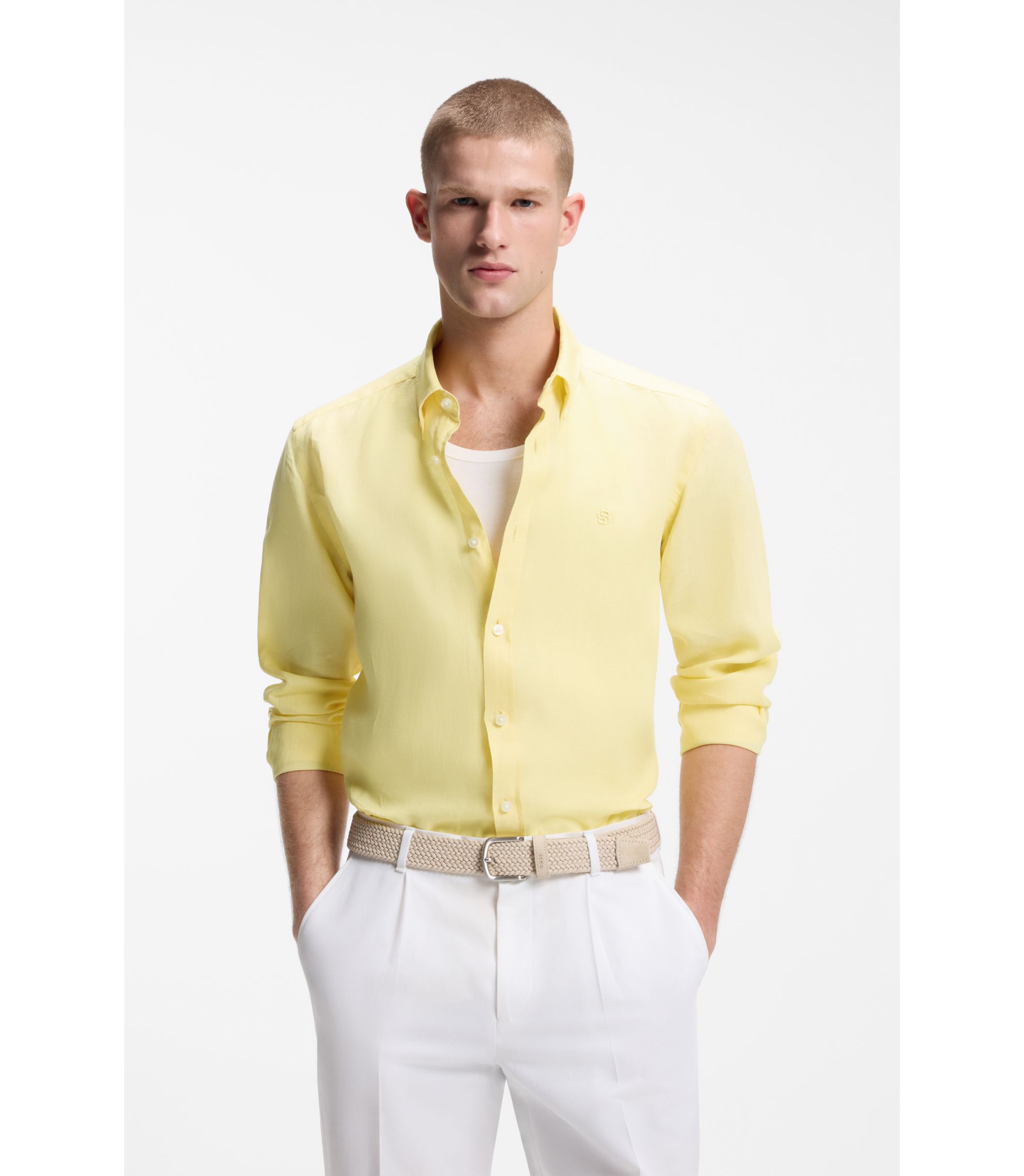 Regular-Fit Button-Down-Hemd aus Leinen