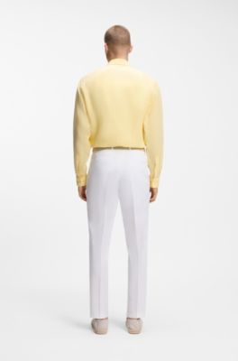 Regular-fit button-down shirt in linen, Light Yellow