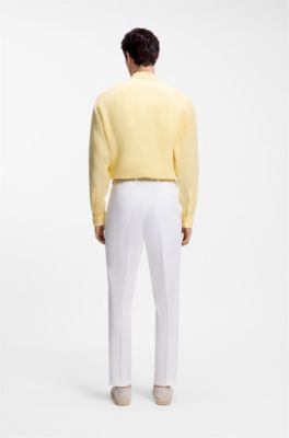 Regular fit button down-skjorta i linne, Ljusgul