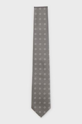 Jacquard-pattern tie in a silk blend, Grey Patterned