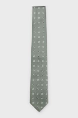 Jacquard-pattern tie in a silk blend, Green Patterned