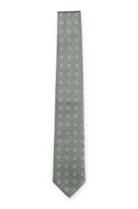 Jacquard-pattern tie in a silk blend, Green Patterned