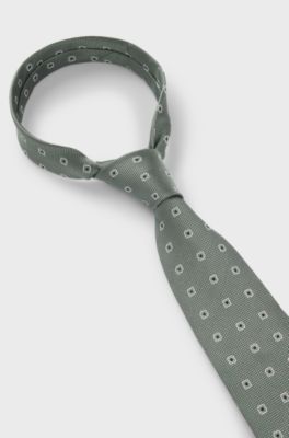 Jacquard-pattern tie in a silk blend, Green Patterned