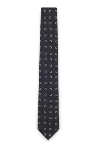 Jacquard-pattern tie in a silk blend, Dark Blue