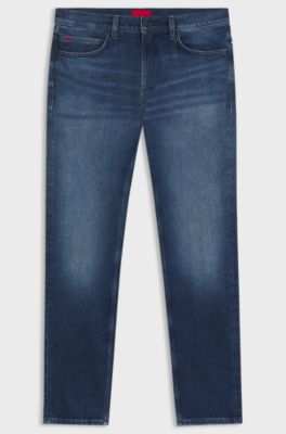Slim-fit jeans in dark-blue comfort-stretch denim, Blue