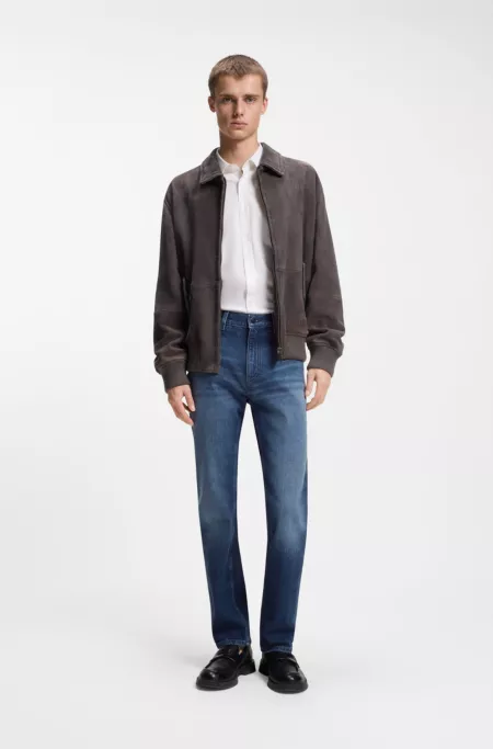 Slim-fit jeans in dark-blue comfort-stretch denim