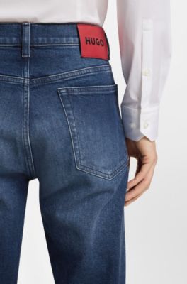 Slim-fit jeans in dark-blue comfort-stretch denim, Blue