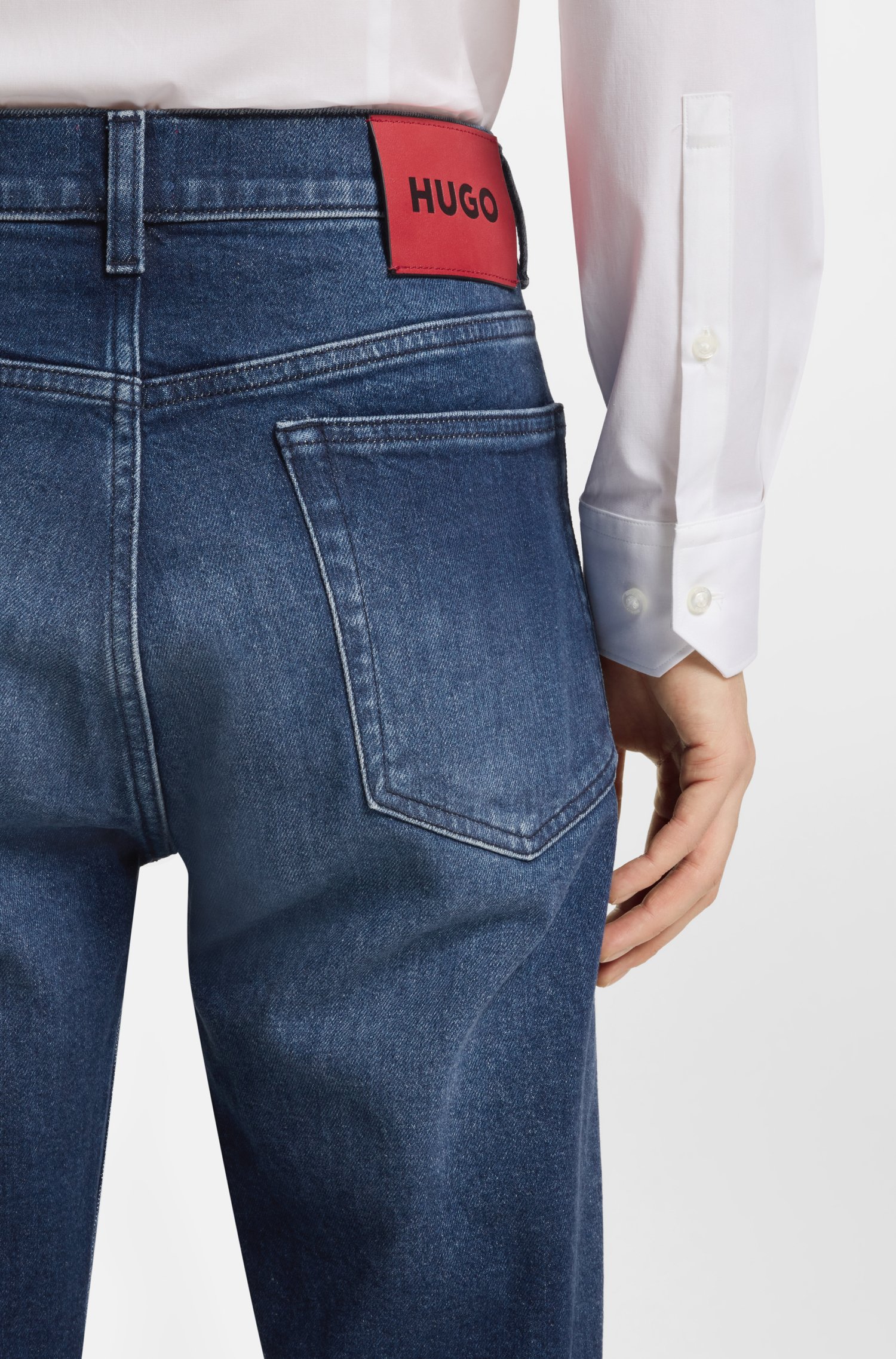 Hugo Slim-fit jeans in dark-blue comfort-stretch denim herr – bild 3