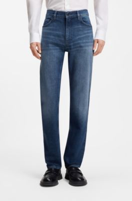 Slim-fit jeans van comfortabel donkerblauw stretchdenim, Blauw