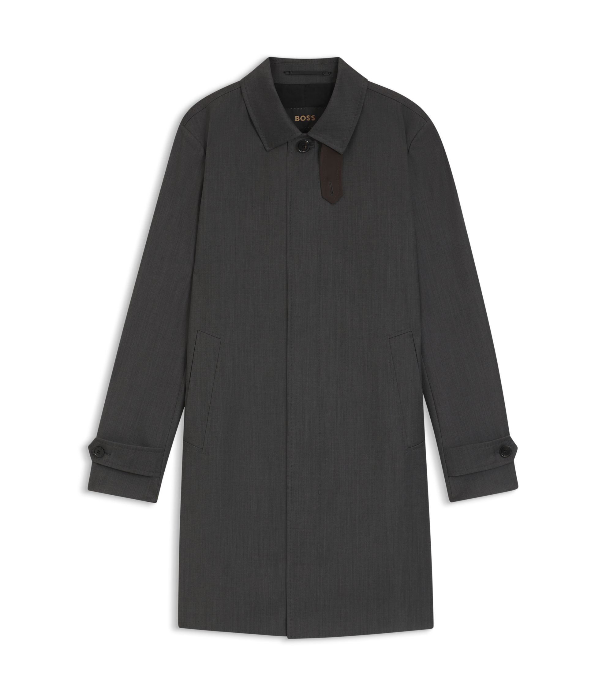 BOSS - Water-repellent coat in virgin wool - Black