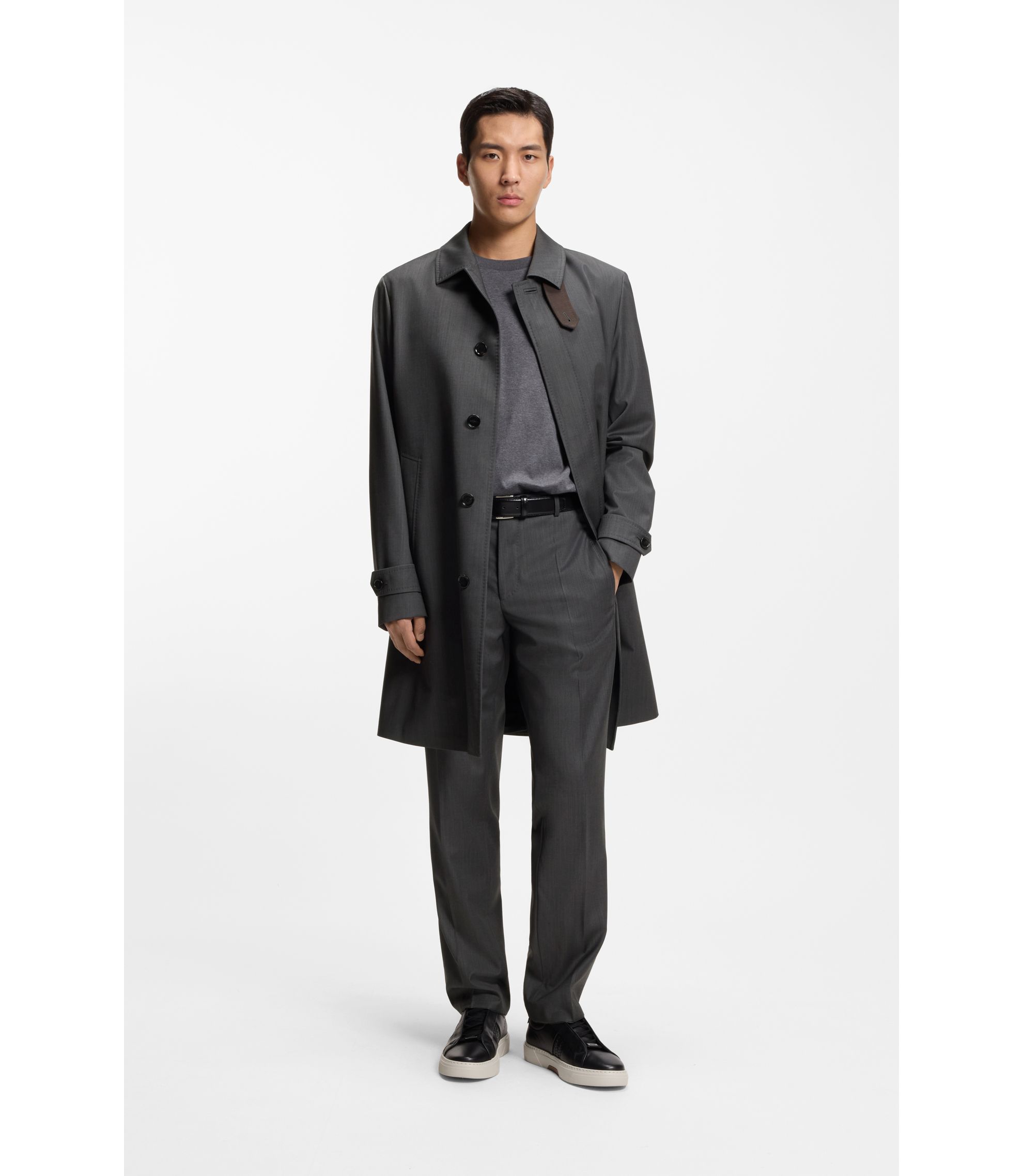 BOSS - はっ水コート バージンウール - ブラック