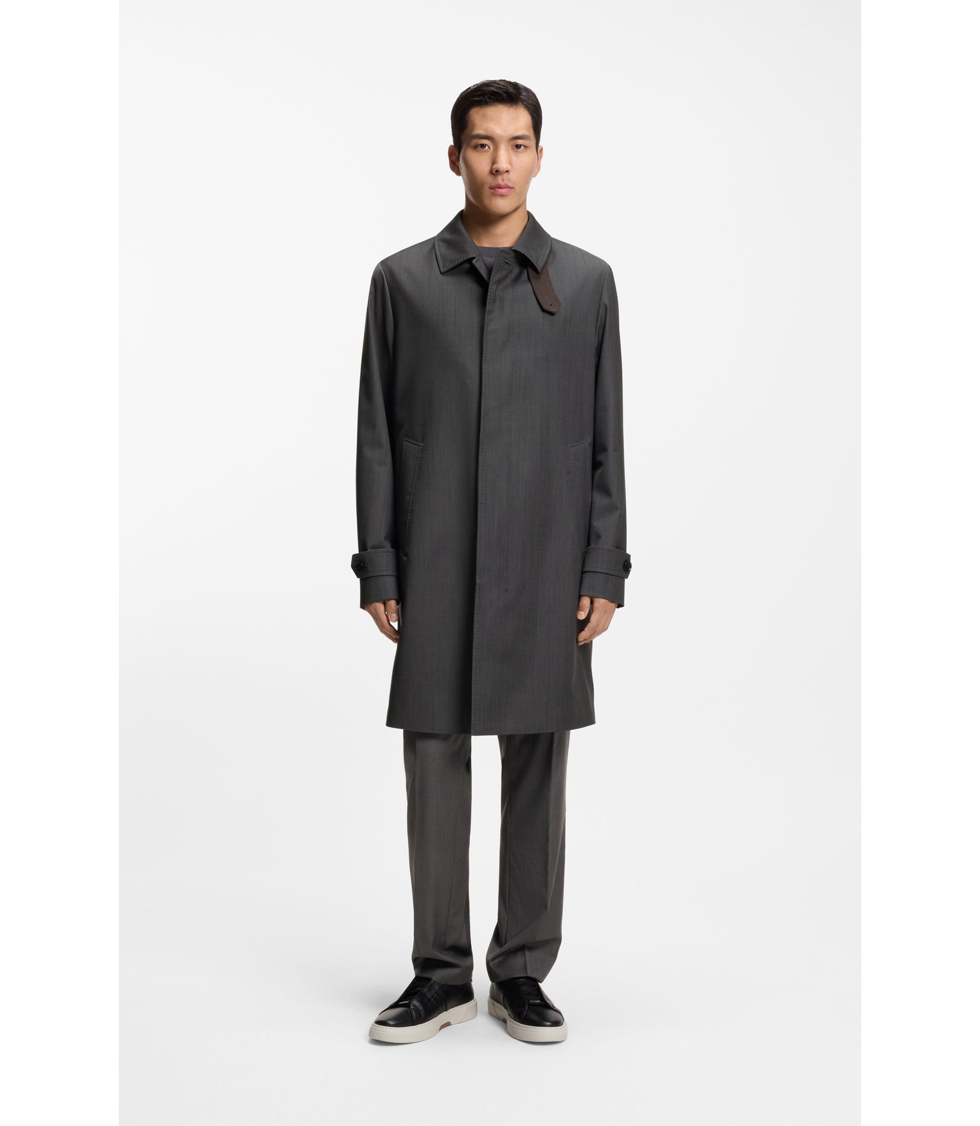 BOSS - はっ水コート バージンウール - ブラック