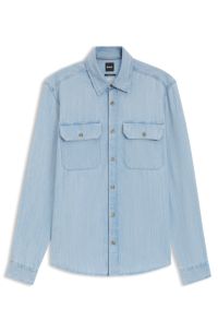 Regular-fit shirt in indigo denim, Light Blue