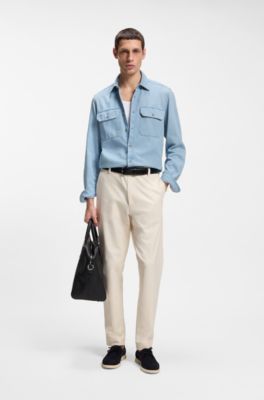 Camisa de ajuste regular em ganga &iacute;ndigo, Light Blue