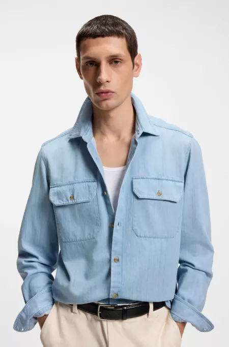 Regular-fit shirt in indigo denim
