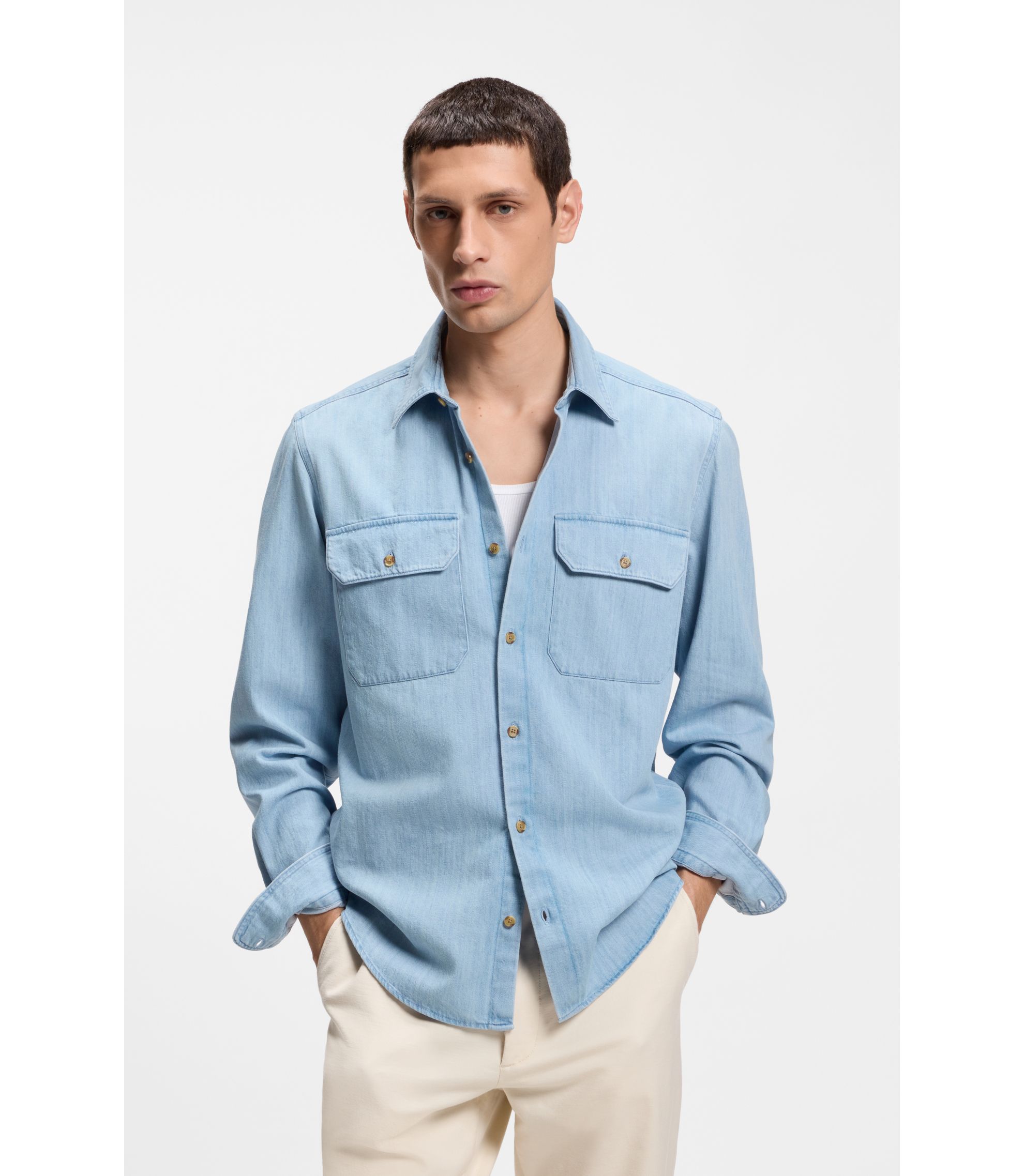 Regular-Fit Hemd aus indigo Denim